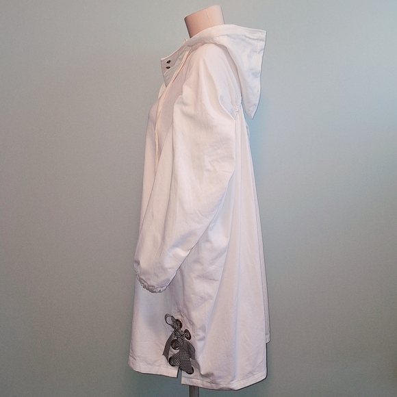 White denim oversized jacket with hood and pockets - Picture 3 of 11